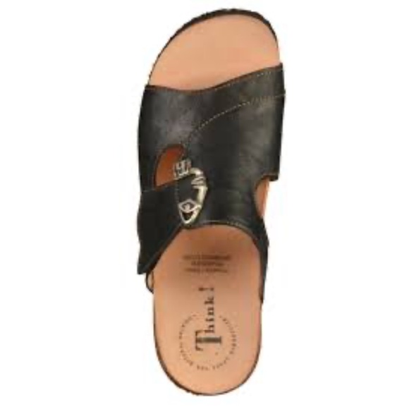 Think! Shoes - THINK! MIZZI FACE LEATHER SANDALS SIZE 39 EU US 8.5 In Dark Gray